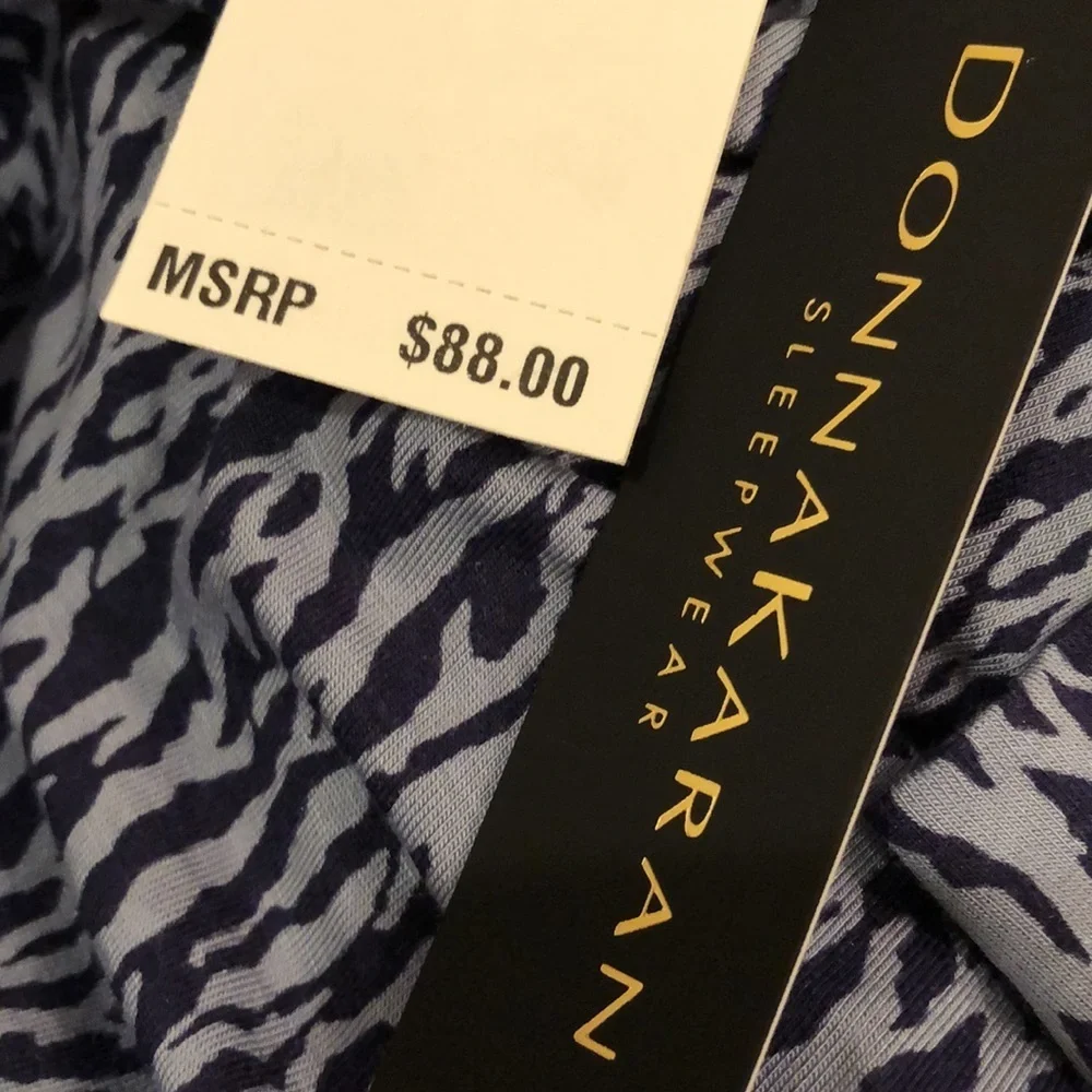 DONNA KARAN 2-pc PAJAMA SET NAVY/GRAY NWT sz XL
